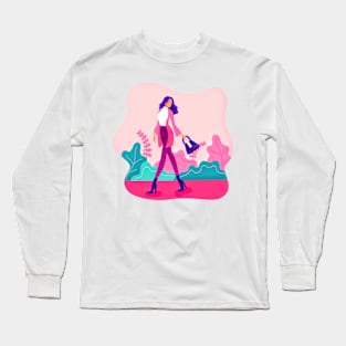 Girl in Fall Fashion Long Sleeve T-Shirt